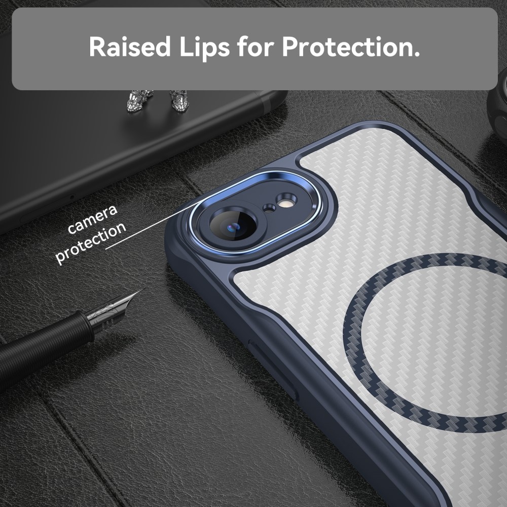 Texture odolný kryt s podporou MagSafe na iPhone 16e - modrý