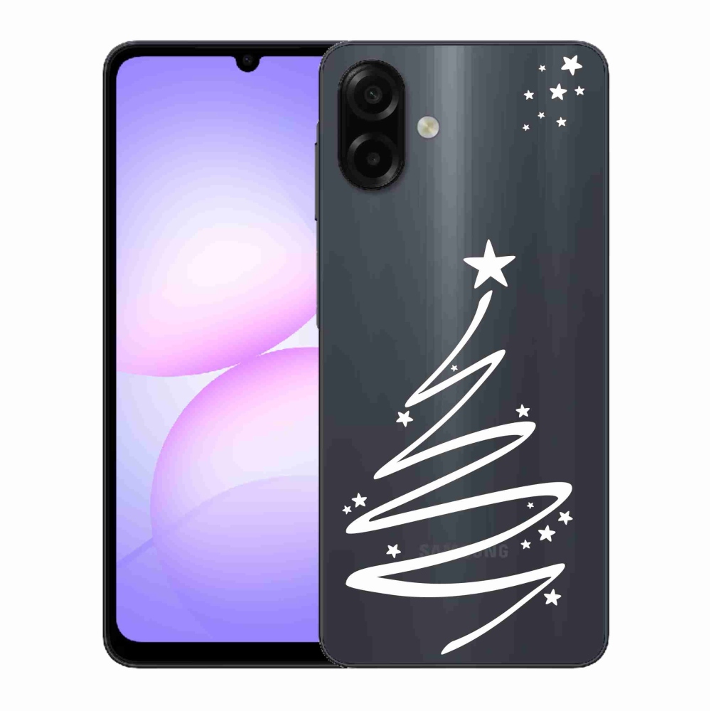 Gelový kryt mmCase na Samsung Galaxy A07 4G - bílý stromeček na průhledném pozadí