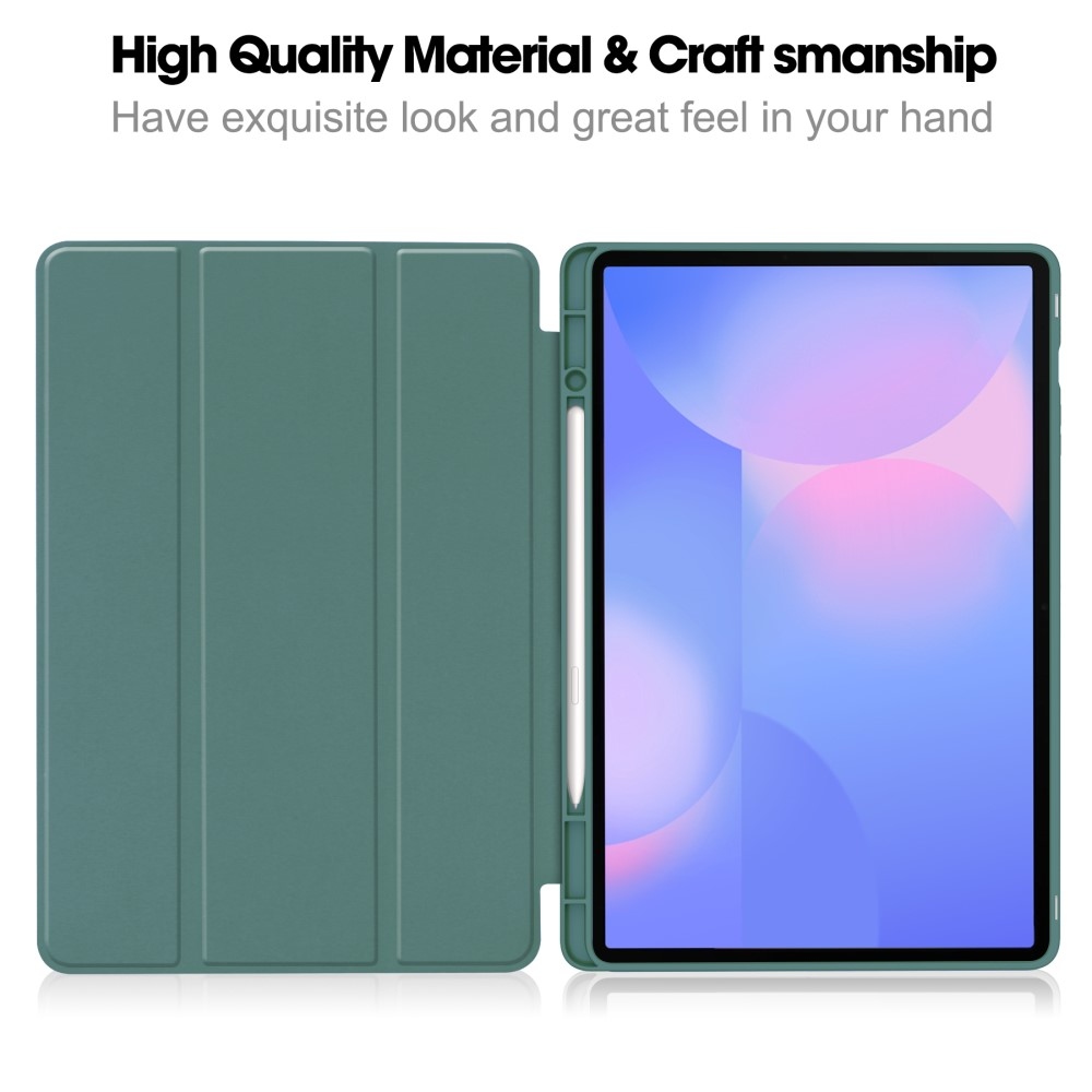 Cases chytré zavírací pouzdro na Samsung Galaxy Tab S10 FE+ - tmavězelené