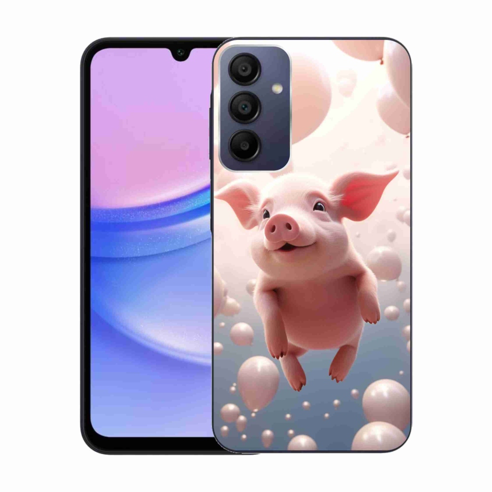 Gelový kryt mmCase na Samsung Galaxy A15 4G/5G - prasátko s balónky
