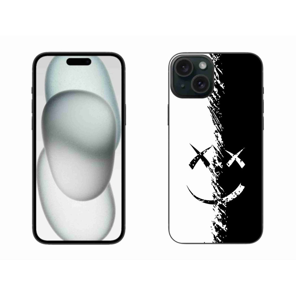 Gelový kryt mmCase na iPhone 15 Plus - černobílý smajlík