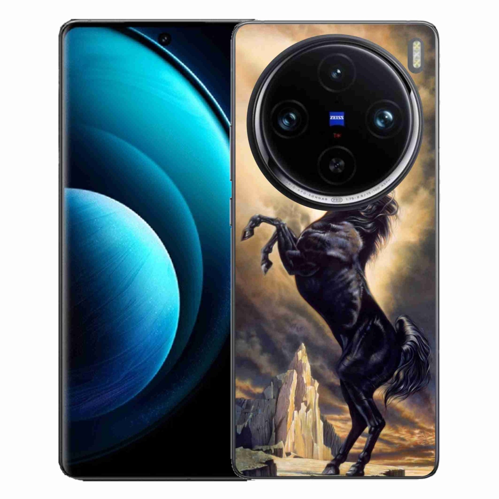 Gelový kryt mmCase na Vivo X100 Pro 5G - černý kreslený kůň