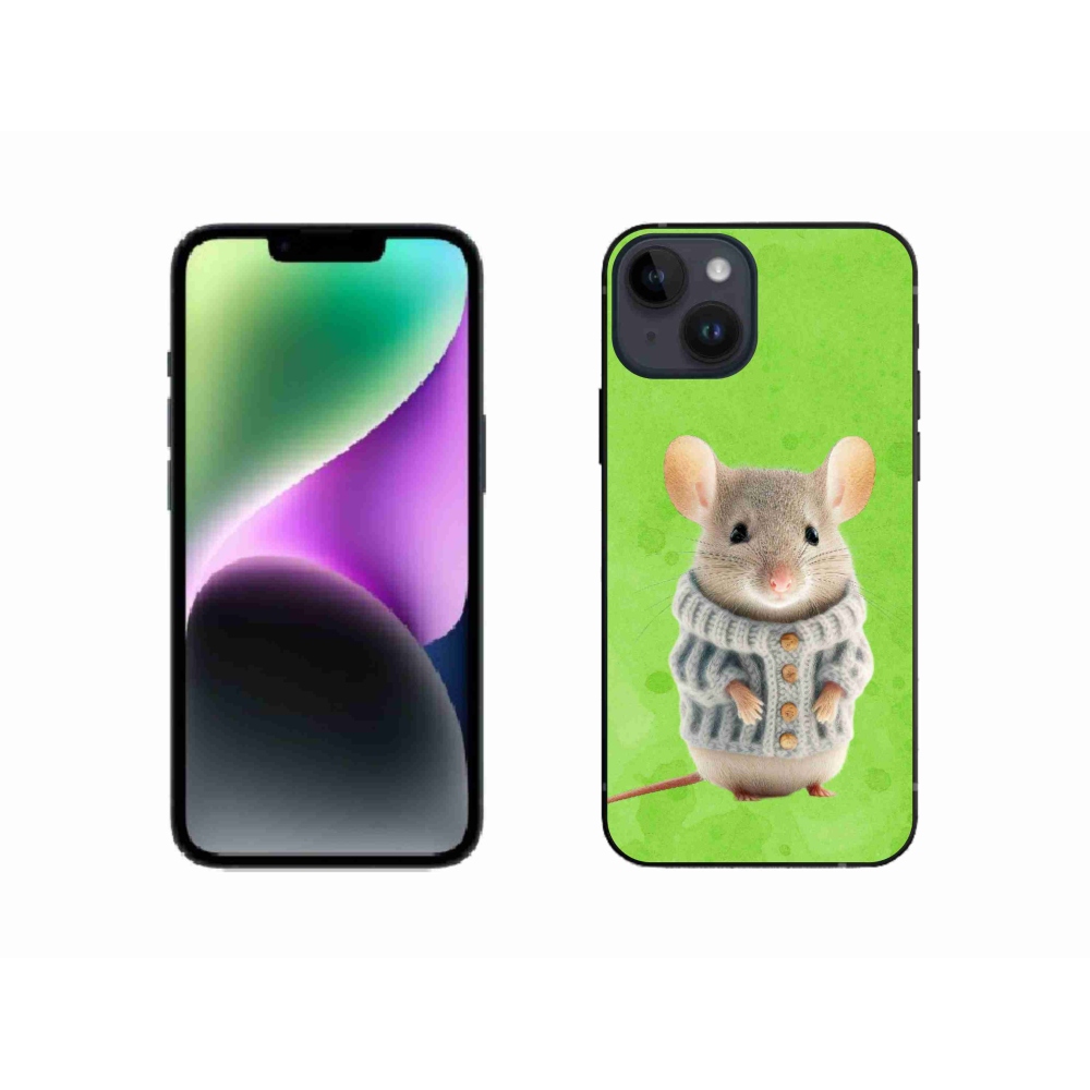 Gelový kryt mmCase na iPhone 14 - myška ve svetru