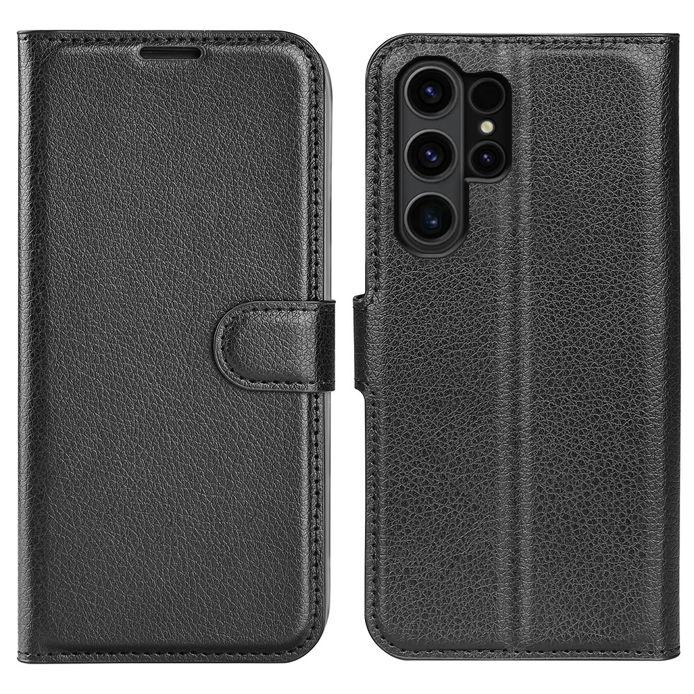 Litchi knížkové pouzdro na Samsung Galaxy S24 Ultra - černé