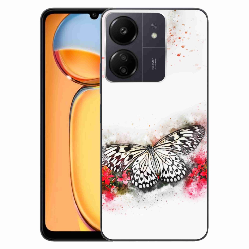 Gelový kryt mmCase na Xiaomi Poco C65/Redmi 13C - černobílý motýl