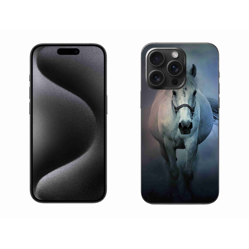 Gelový obal mmCase na iPhone 15 Pro Max - běžící bílý kůň