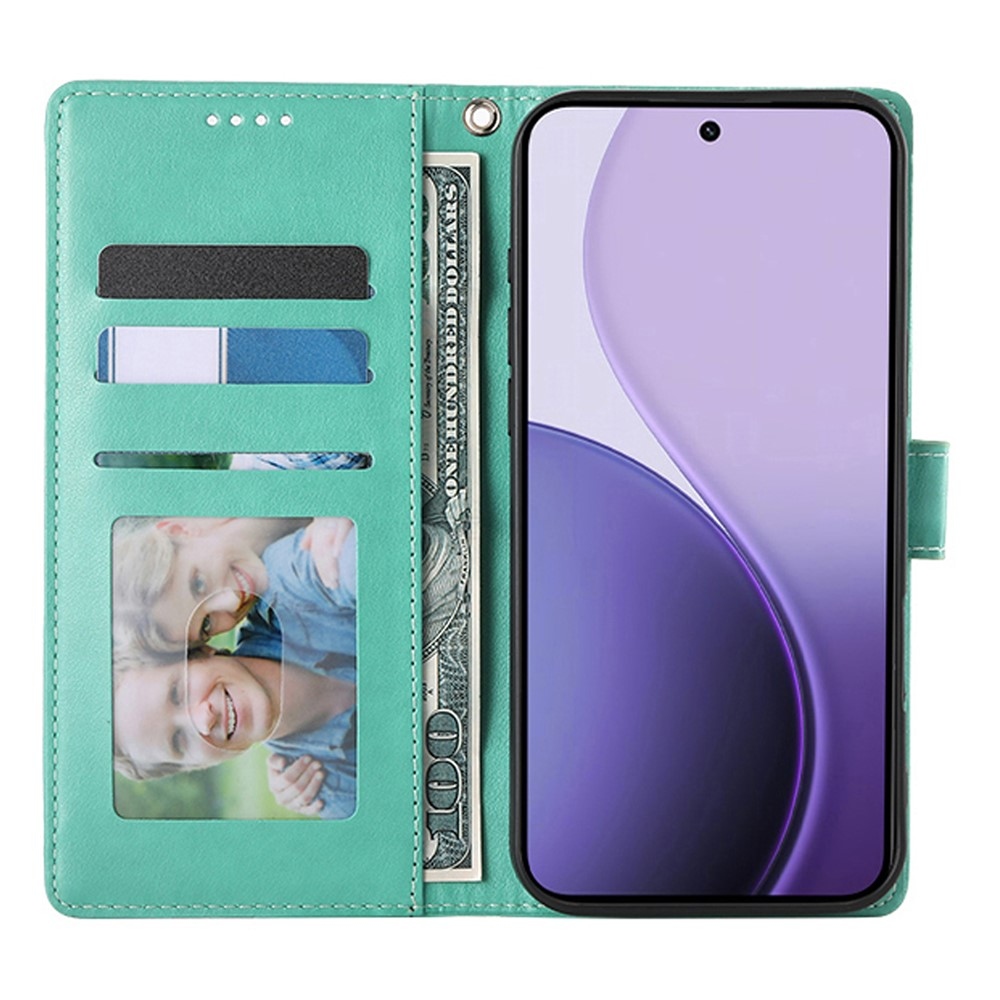 Flowery knížkové pouzdro na Xiaomi Redmi 15 5G (169mm) - modrozelené