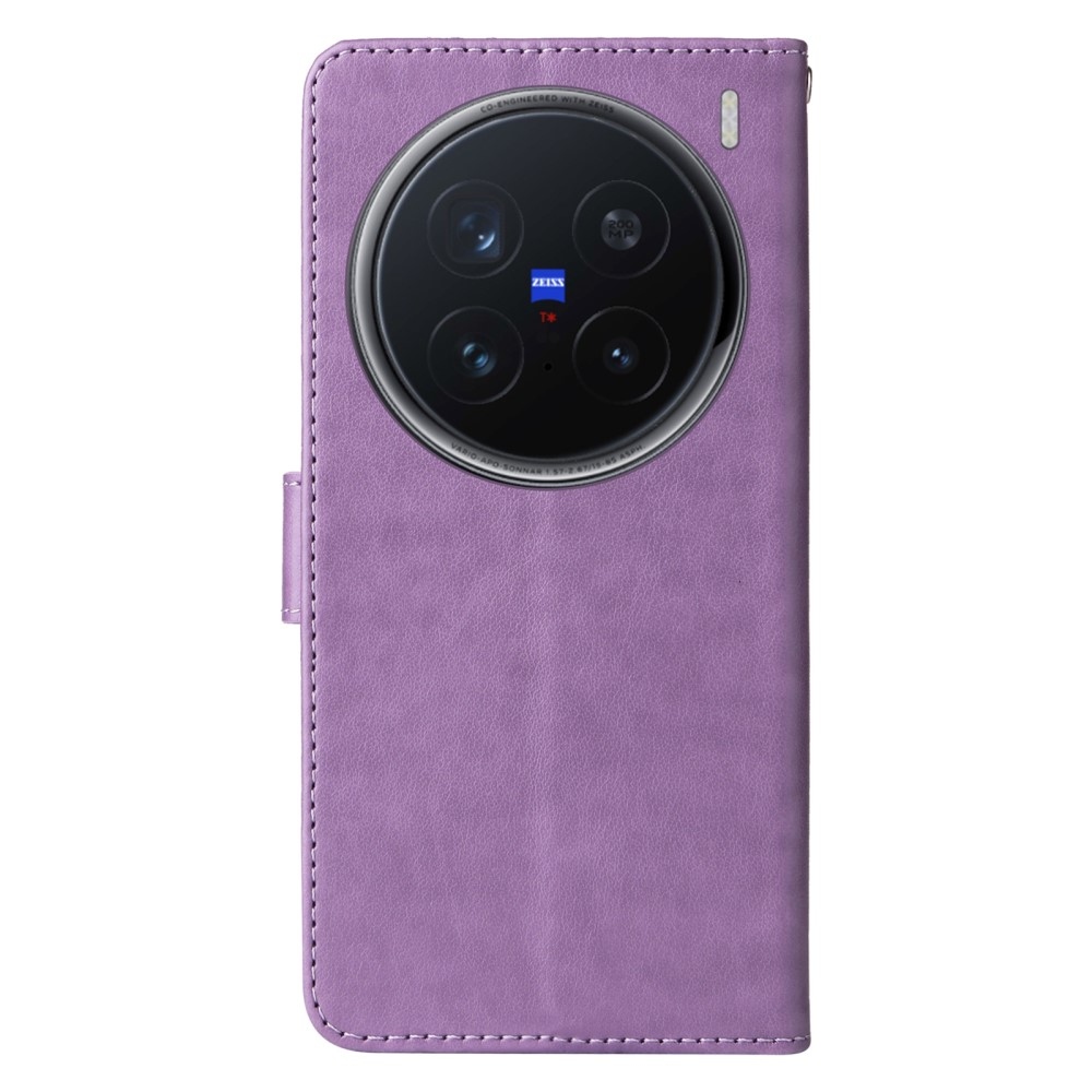 Flowery knížkové pouzdro na Vivo X200 Pro 5G - fialové