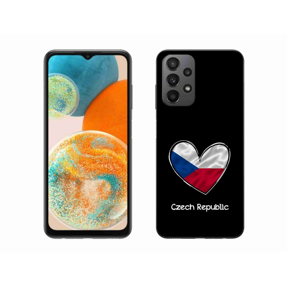 Gelový kryt mmCase na Samsung Galaxy A23 4G/5G - vlajka srdce černé pozadí