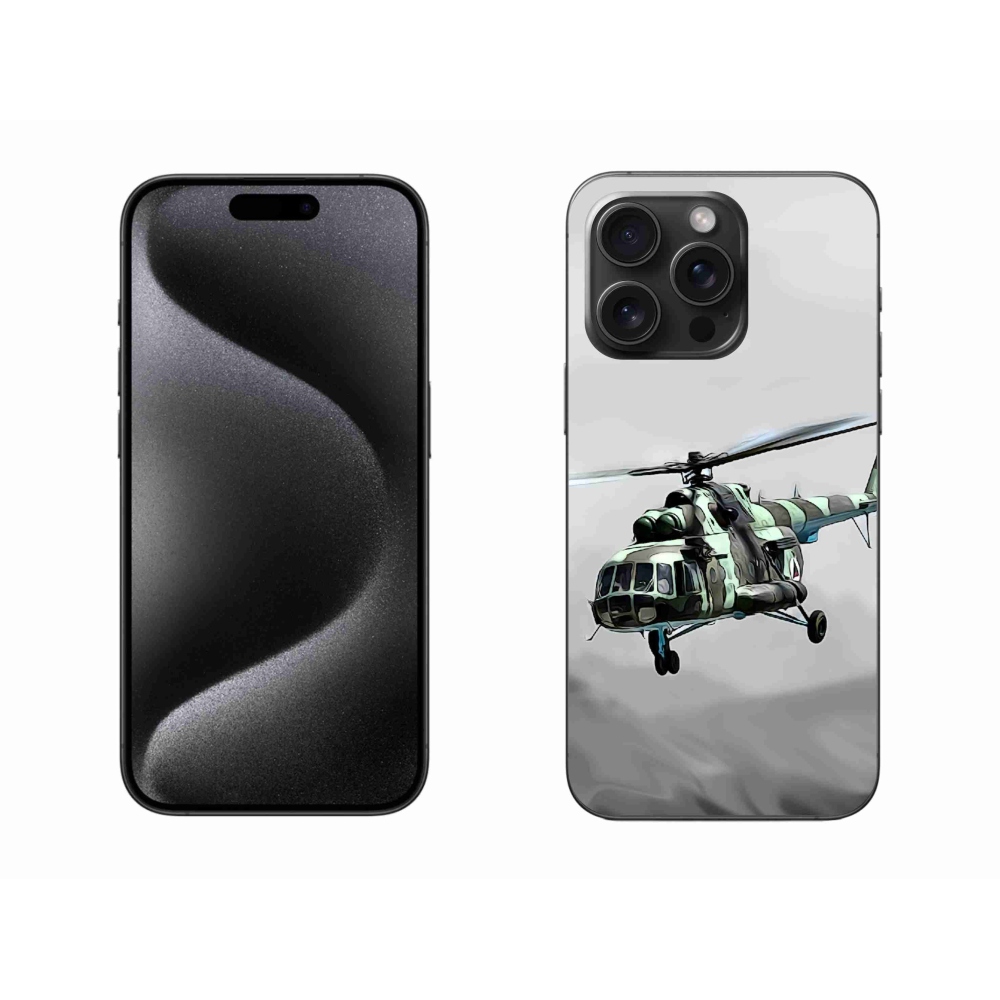 Gelový kryt mmCase na iPhone 15 Pro Max - vojenský vrtulník