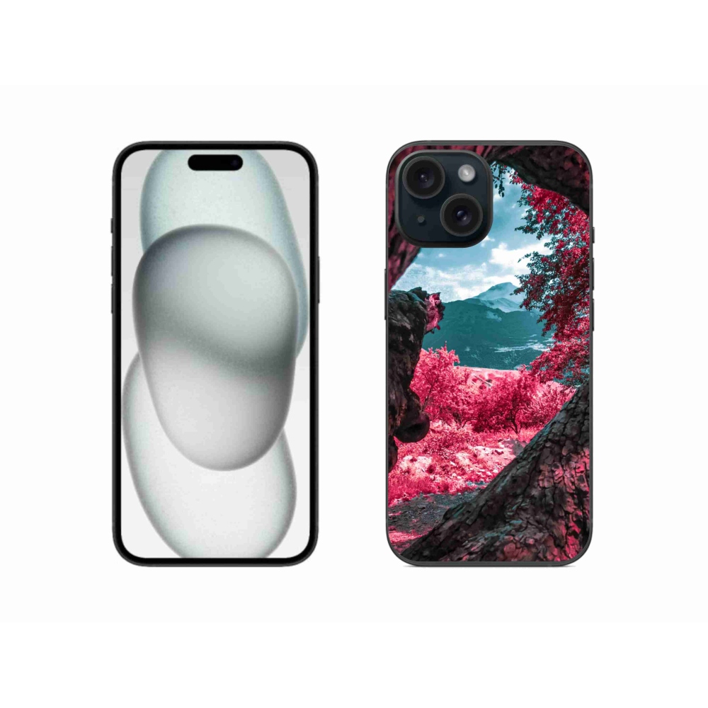 Gelový kryt mmCase na iPhone 15 - výhled na hory