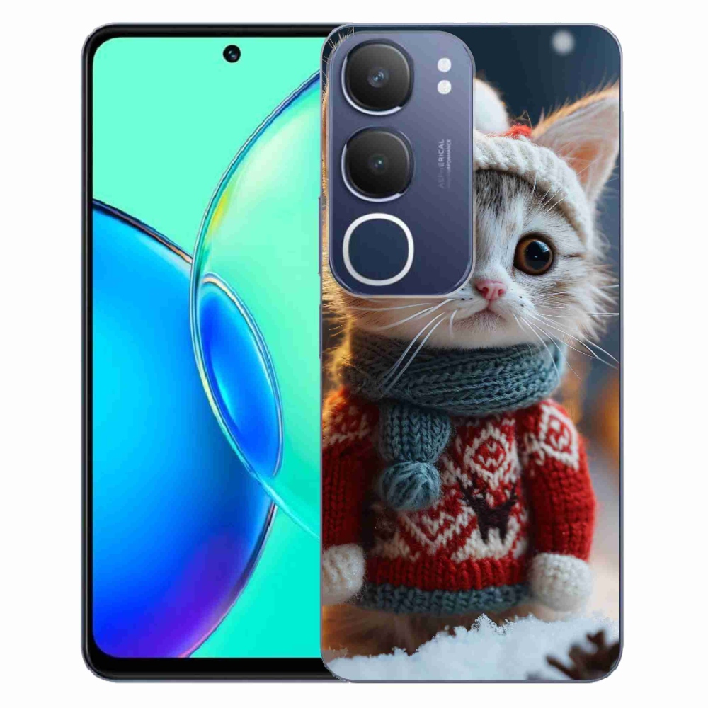 Gelový kryt mmCase na Vivo Y19s - kotě ve svetru