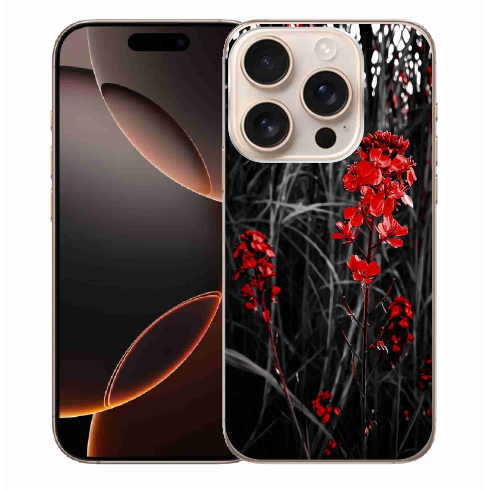 Gelový kryt mmCase na iPhone 16 Pro Max - červená rostlina
