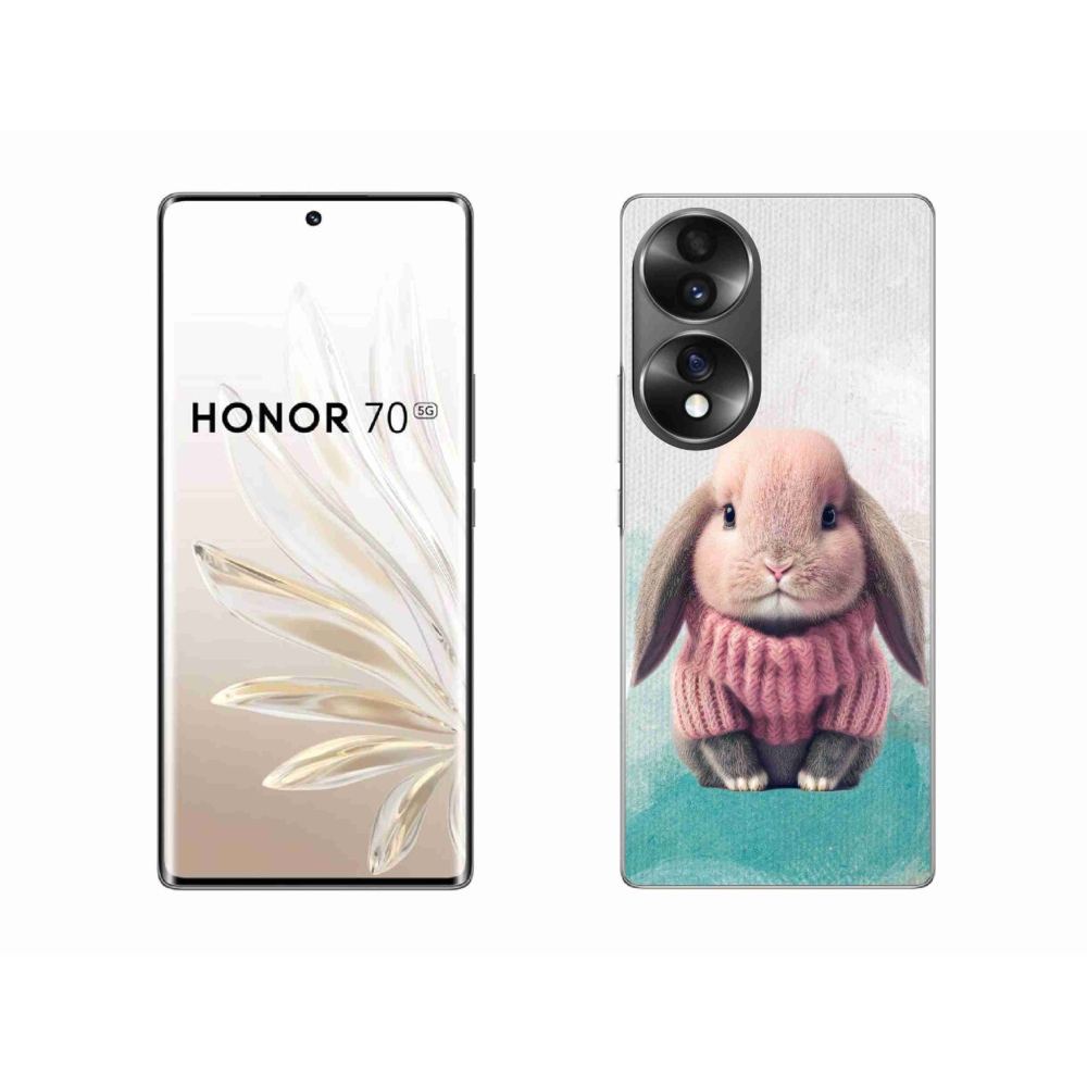 Gelový kryt mmCase na Honor 70 - králíček ve svetru