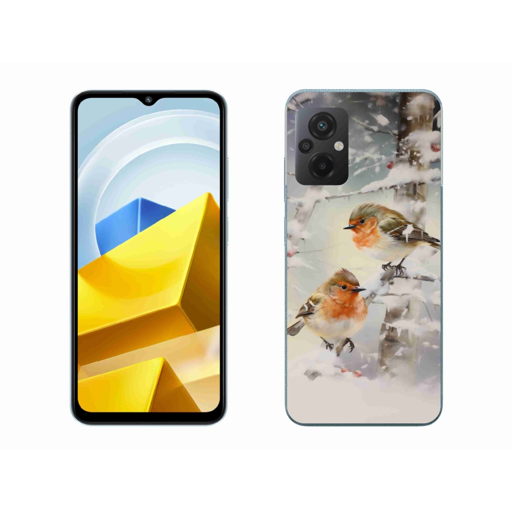 Gelový kryt mmCase na Xiaomi Poco M5 4G - ptáčci v zimě