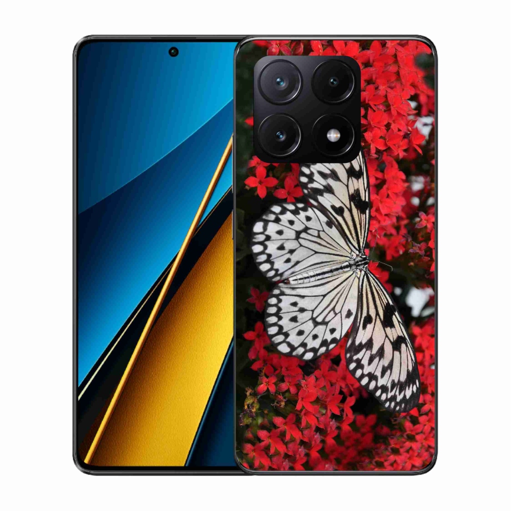 Gelový kryt mmCase na Xiaomi Poco X6 Pro 5G - černobílý motýl 1