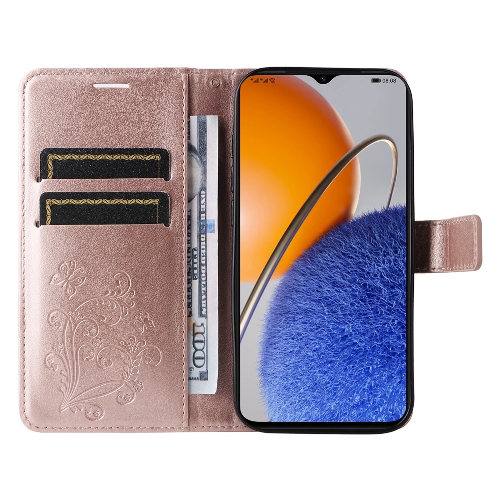 Big Butterfly knížkové pouzdro na Huawei Nova Y61 - růžovozlaté