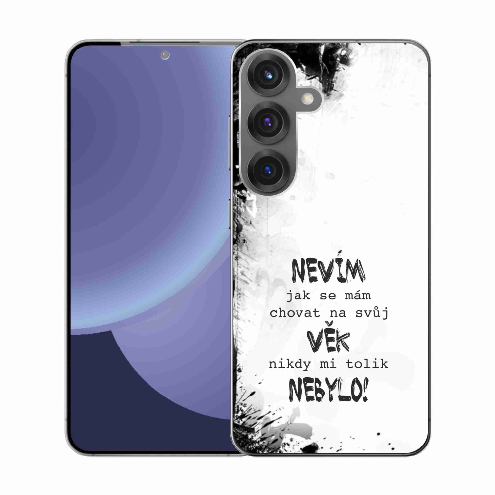Gelový kryt mmCase na Samsung Galaxy S25 - vtipný text 14 bílé pozadí