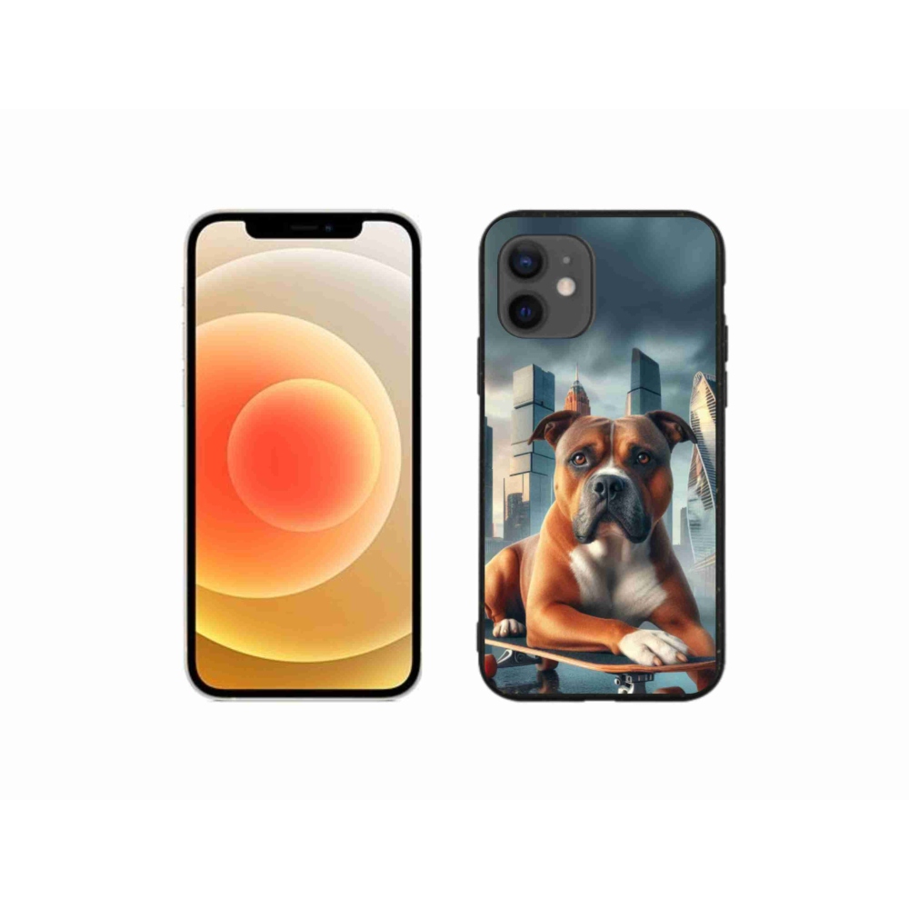 Gelový kryt mmCase na iPhone 12 mini - pes na skateboardu