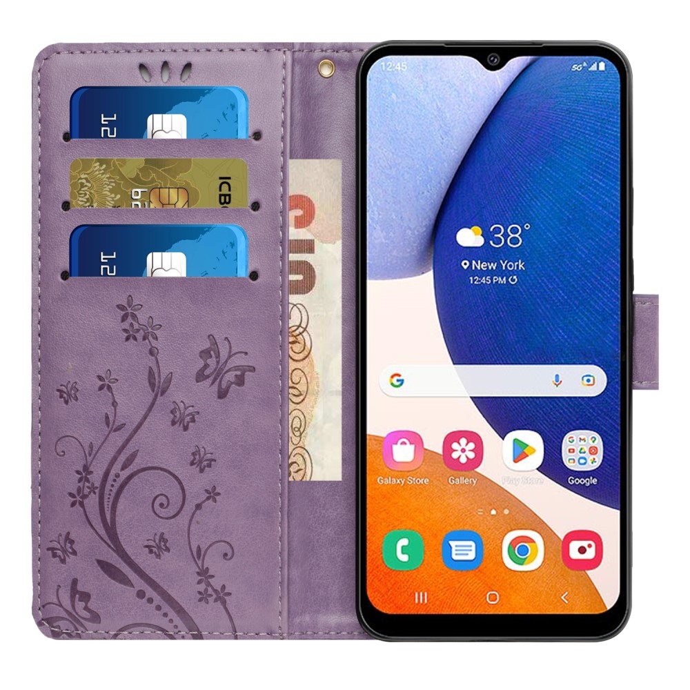 Flowers knížkové pouzdro na Samsung Galaxy A05s - světlefialové