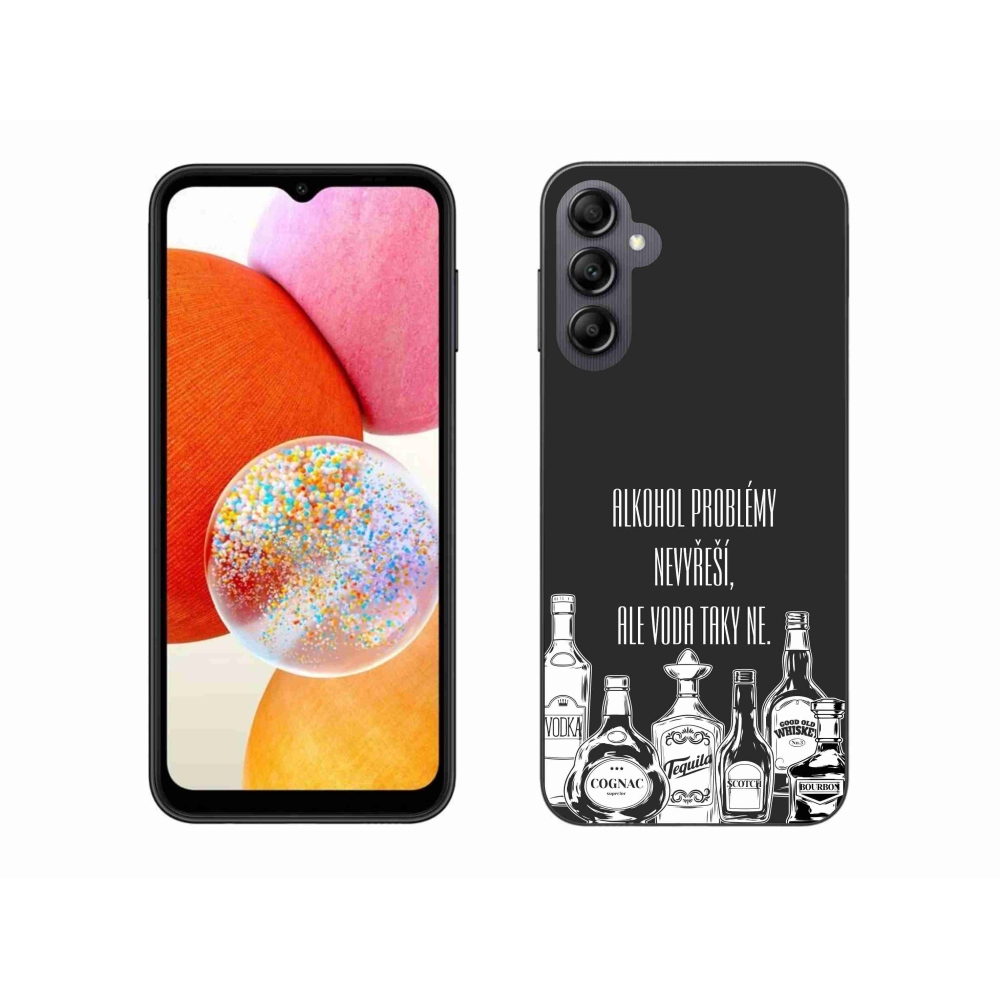 Gelový kryt mmCase na Samsung Galaxy A14 4G/5G - vtipný text černé pozadí