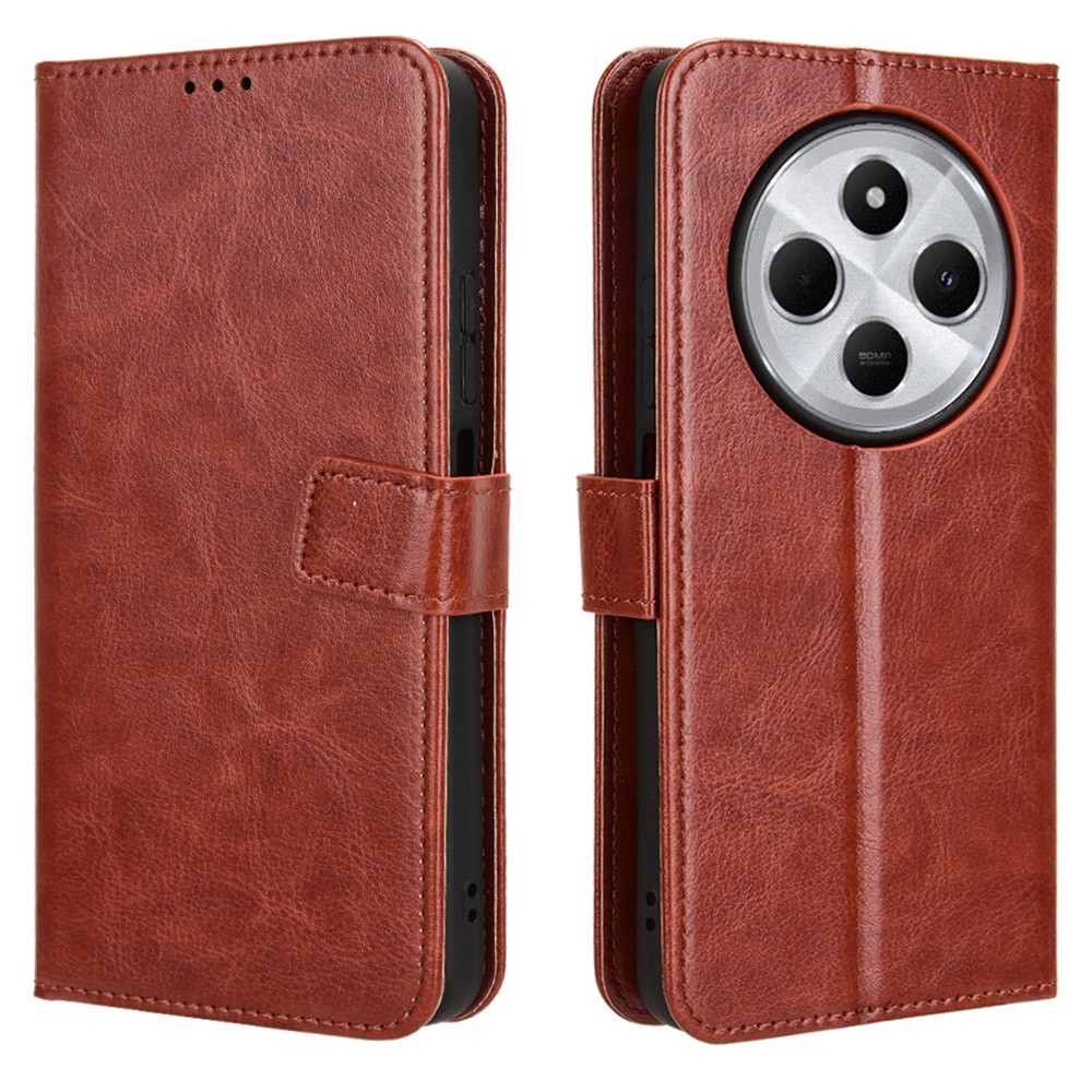 Crazy knížkové pouzdro na Xiaomi Redmi 14C/Poco C75 - hnědé