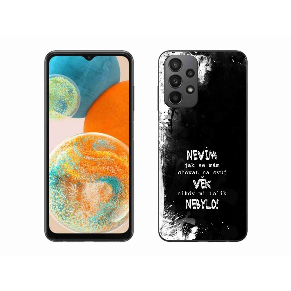 Gelový kryt mmCase na Samsung Galaxy A23 4G/5G - vtipný text 14 černé pozadí