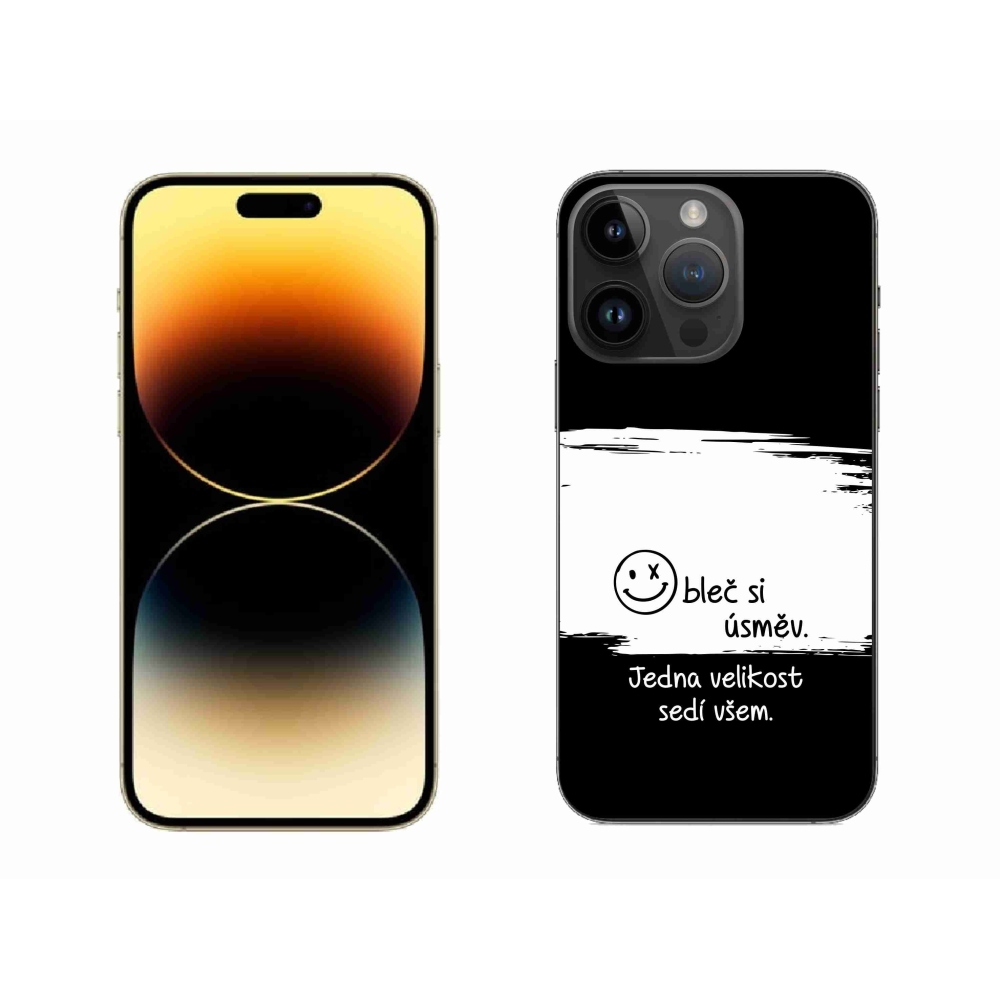 Gelový kryt mmCase na iPhone 14 Pro Max 6.7 - vtipný text 8 bíločerné pozadí