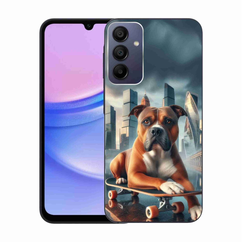 Gelový kryt mmCase na Samsung Galaxy A15 4G/5G - pes na skateboardu