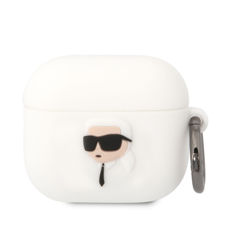 Karl Lagerfeld 3D Logo NFT Karl Head silikonový pouzdro pro Airpods 3 bílý