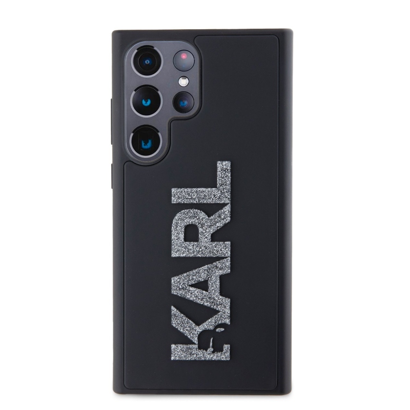 Karl Lagerfeld 3D Rubber Glitter Logo Zadní Kryt pro Samsung Galaxy S24 Ultra Black
