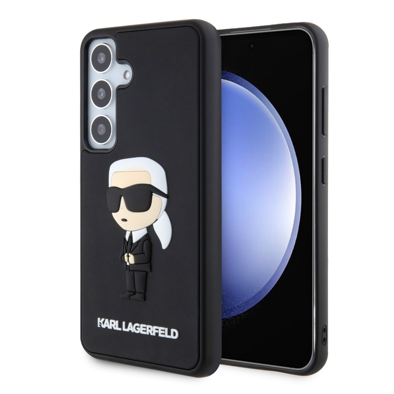Karl Lagerfeld 3D Rubber Ikonik Zadní Kryt pro Samsung Galaxy S24 Black