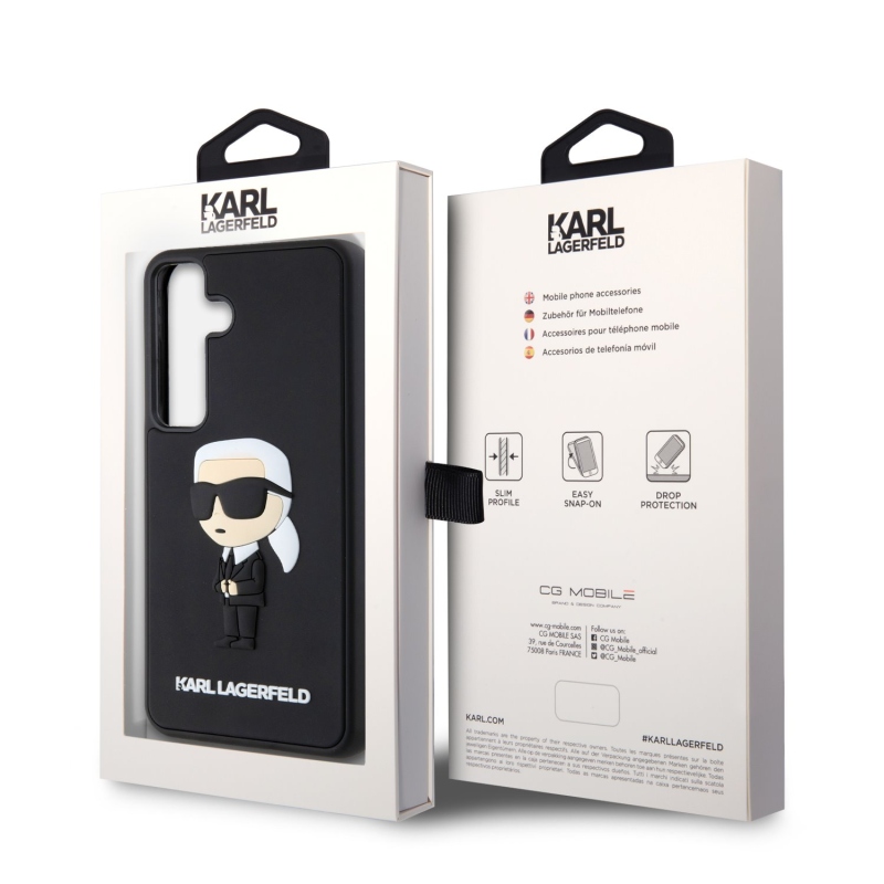 Karl Lagerfeld 3D Rubber Ikonik Zadní Kryt pro Samsung Galaxy S24 Black