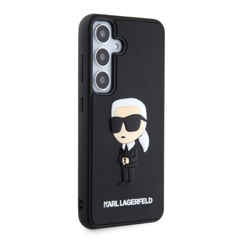 Karl Lagerfeld 3D Rubber Ikonik Zadní Kryt pro Samsung Galaxy S24 Black