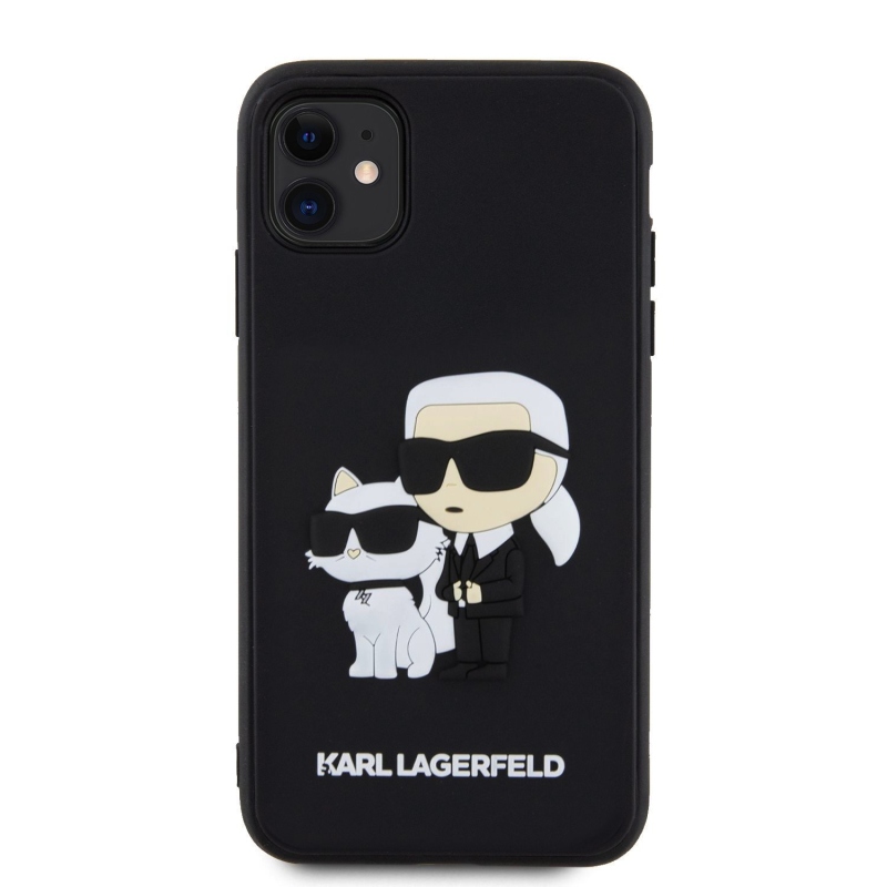 Karl Lagerfeld 3D Rubber Karl and Choupette Zadní Kryt pro iPhone 11 Black