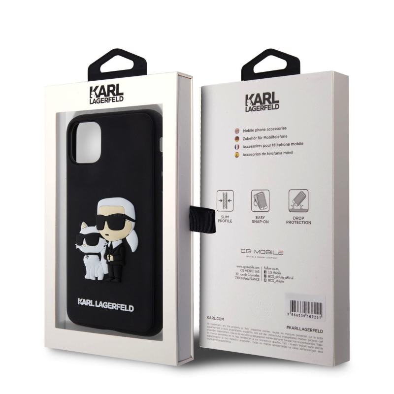 Karl Lagerfeld 3D Rubber Karl and Choupette Zadní Kryt pro iPhone 11 Black