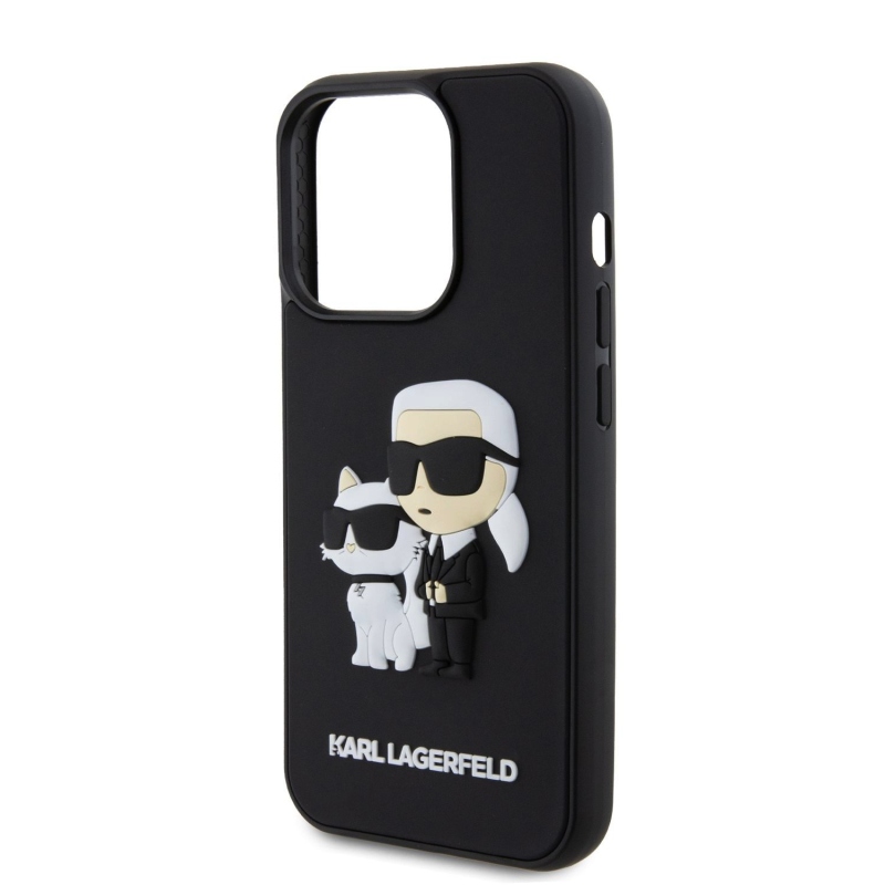 Karl Lagerfeld 3D Rubber Karl and Choupette Zadní Kryt pro iPhone 13 Pro Black