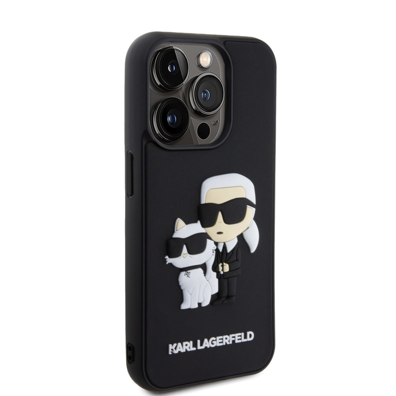 Karl Lagerfeld 3D Rubber Karl and Choupette Zadní Kryt pro iPhone 13 Pro Black