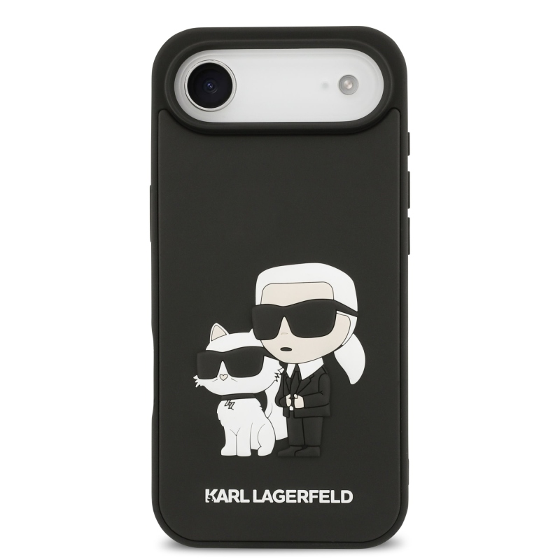 Karl Lagerfeld 3D Rubber Karl and Choupette Zadní Kryt pro iPhone 17 Air Black