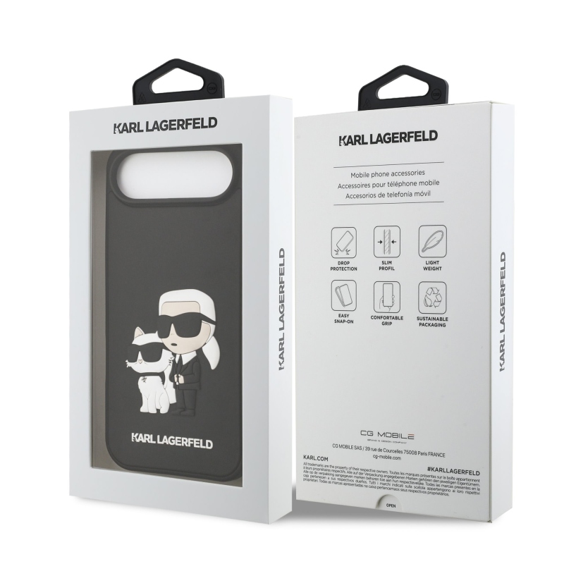 Karl Lagerfeld 3D Rubber Karl and Choupette Zadní Kryt pro iPhone 17 Air Black
