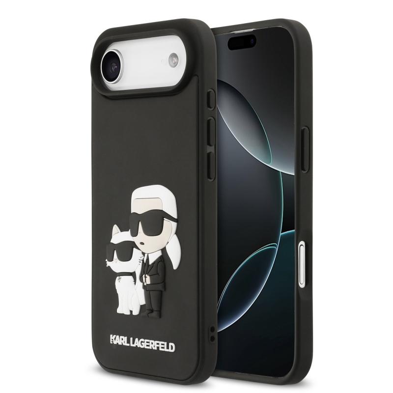 Karl Lagerfeld 3D Rubber Karl and Choupette Zadní Kryt pro iPhone 17 Air Black