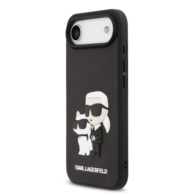 Karl Lagerfeld 3D Rubber Karl and Choupette Zadní Kryt pro iPhone 17 Air Black