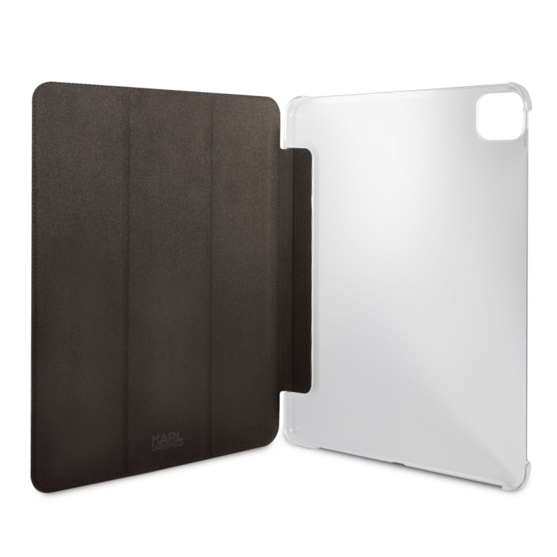 Karl Lagerfeld and Choupette Head Saffiano pouzdro pro iPad Pro 12.9 (2021/2022) stříbrný