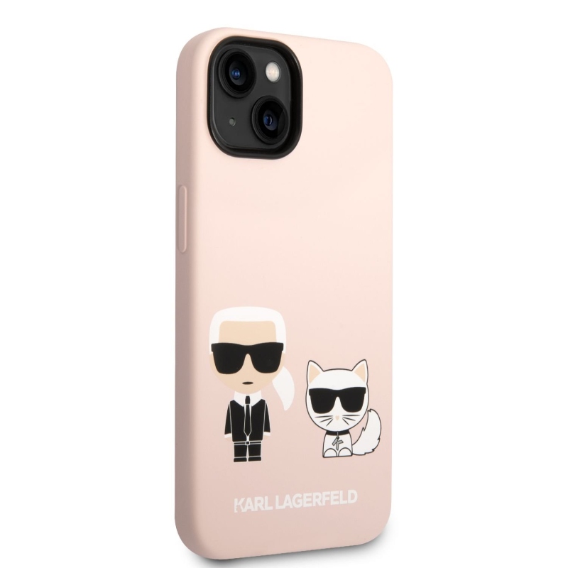 Karl Lagerfeld and Choupette Liquid silikonový zadní kryt pro iPhone 14 Plus růžový