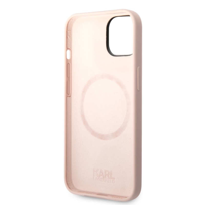 Karl Lagerfeld and Choupette Liquid silikonový zadní kryt pro iPhone 14 Plus růžový