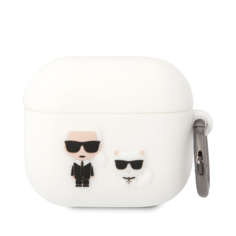 Karl Lagerfeld and Choupette silikonový pouzdro pro Airpods 3 bílý