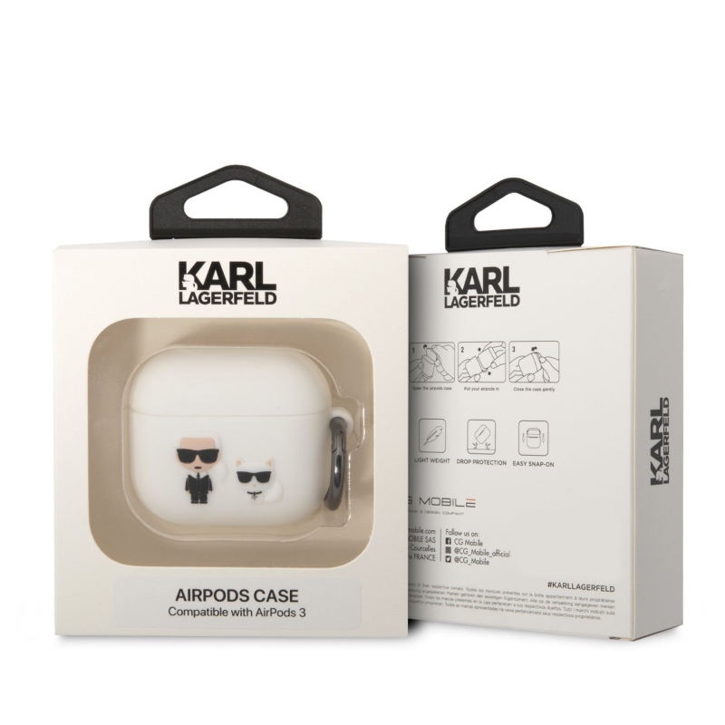 Karl Lagerfeld and Choupette silikonový pouzdro pro Airpods 3 bílý