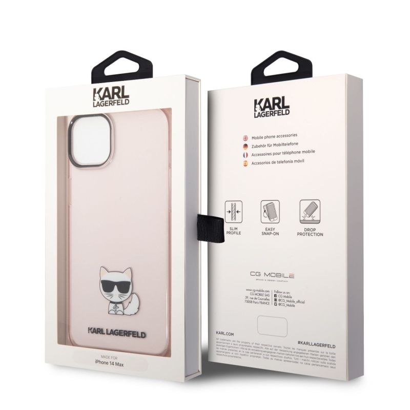 Karl Lagerfeld Choupette Logo zadní kryt pro iPhone 14 Plus růžový