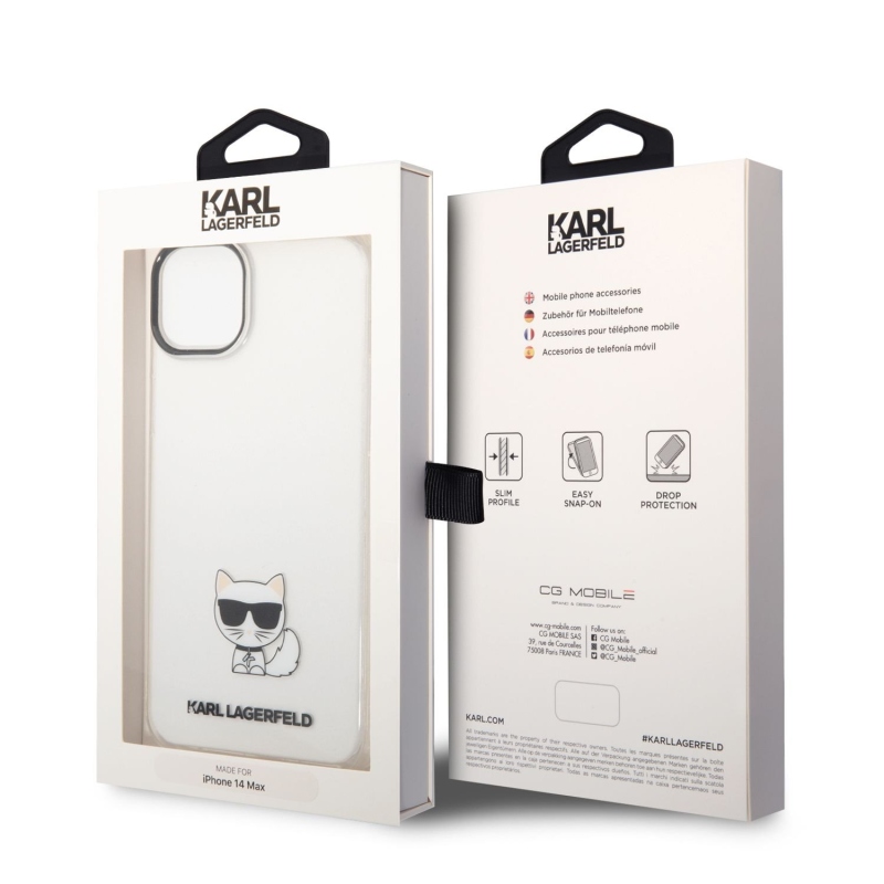 Karl Lagerfeld Choupette Logo zadní kryt pro iPhone 14 Plus průhledný