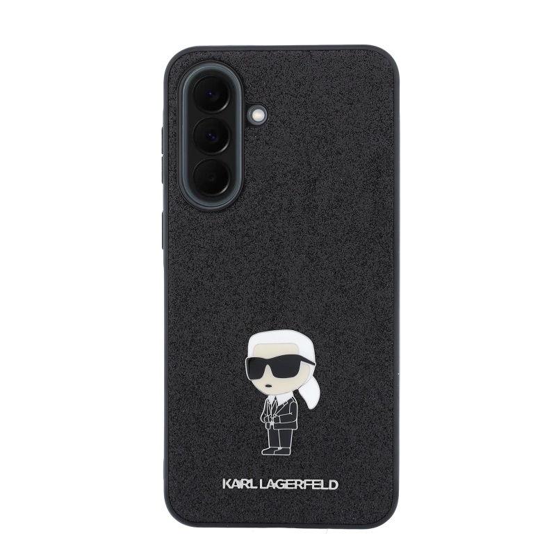 Karl Lagerfeld Fixed Glitter Metal Ikonik Zadní Kryt pro Samsung Galaxy A37 Black
